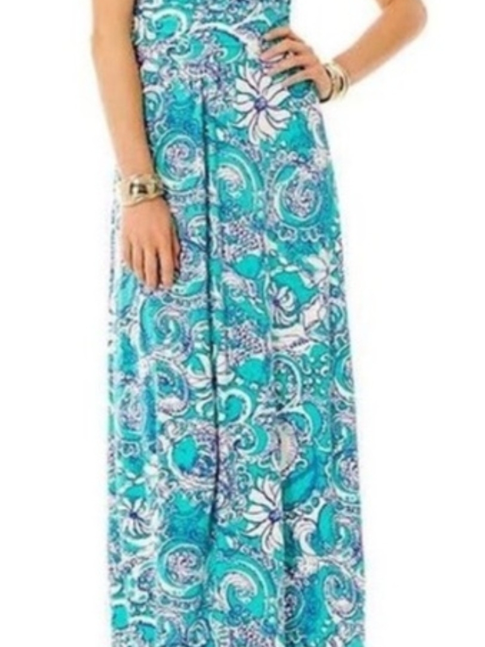 Lilly Pulitzer Turquoise Paisley Holbrook Floral Maxi Dress